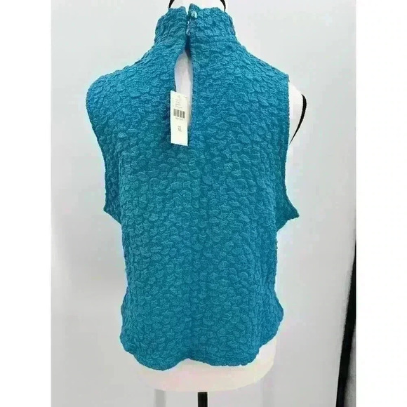 Anthropologie Turquoise Blue Tassel Popcorn High Neck Crop Tank Top - Women's XL - Picture 8 of 12